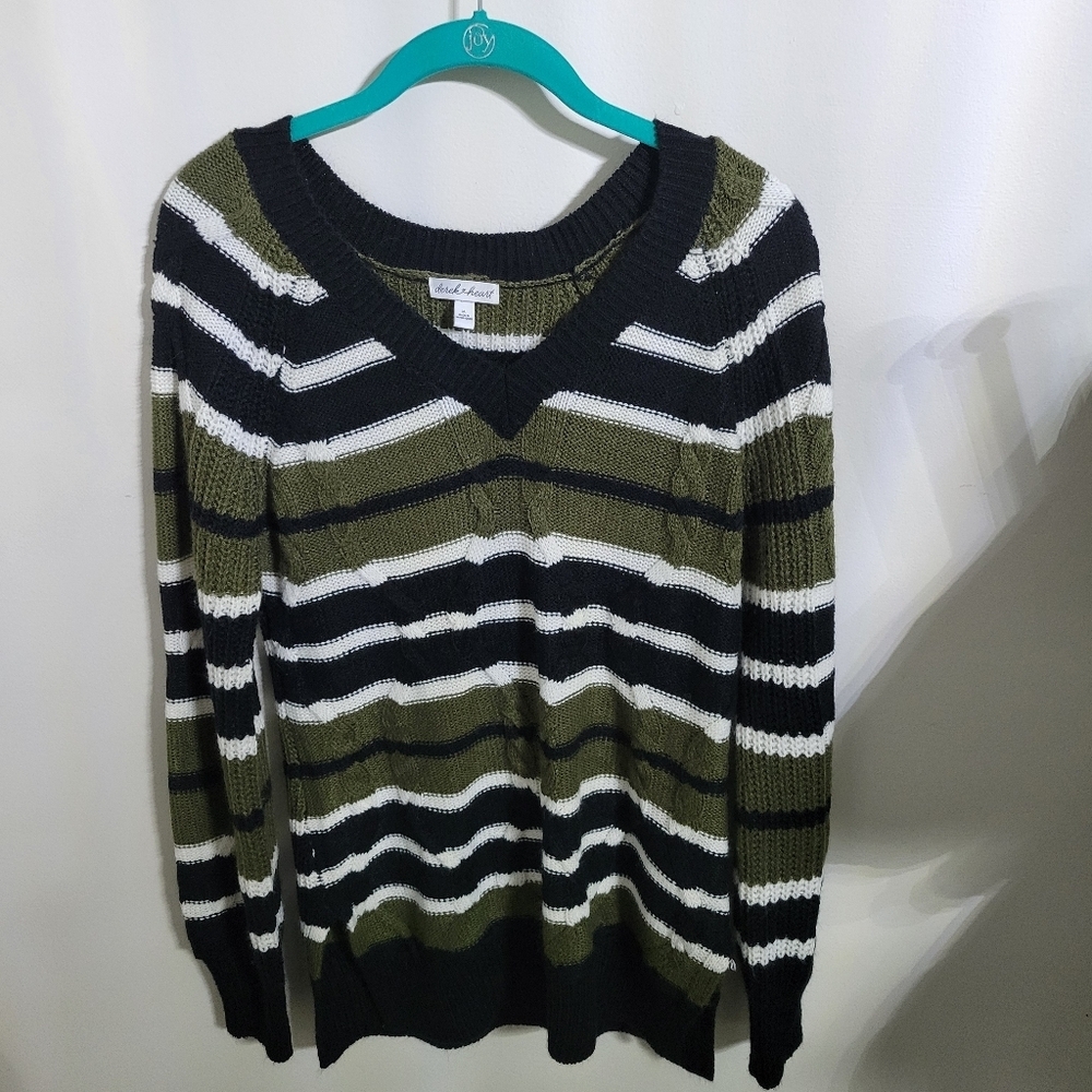Derek Heart Chunky Knit Cropped Long Sleeve Pullover Sweater Women's, Size M